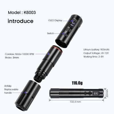 Máy xăm 10W Wireless Dermografo Máy xăm không dây Máy trang điểm vĩnh viễn Máy kết nối RCA Máy cơ thể Chiều dài 24 * 132.4mm nhà cung cấp