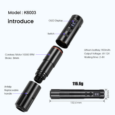 Máy xăm không dây Dermografo Máy xăm điện không dây Máy trang điểm vĩnh cửu nhôm 2 đầu pin RCA Connector Model nhà cung cấp