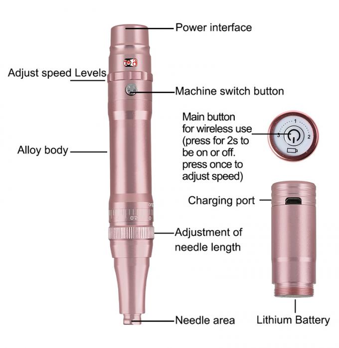 Máy xăm lông mày bằng pin chuyên nghiệp với nhô kim 0-3.5mm và thiết kế không dây 2