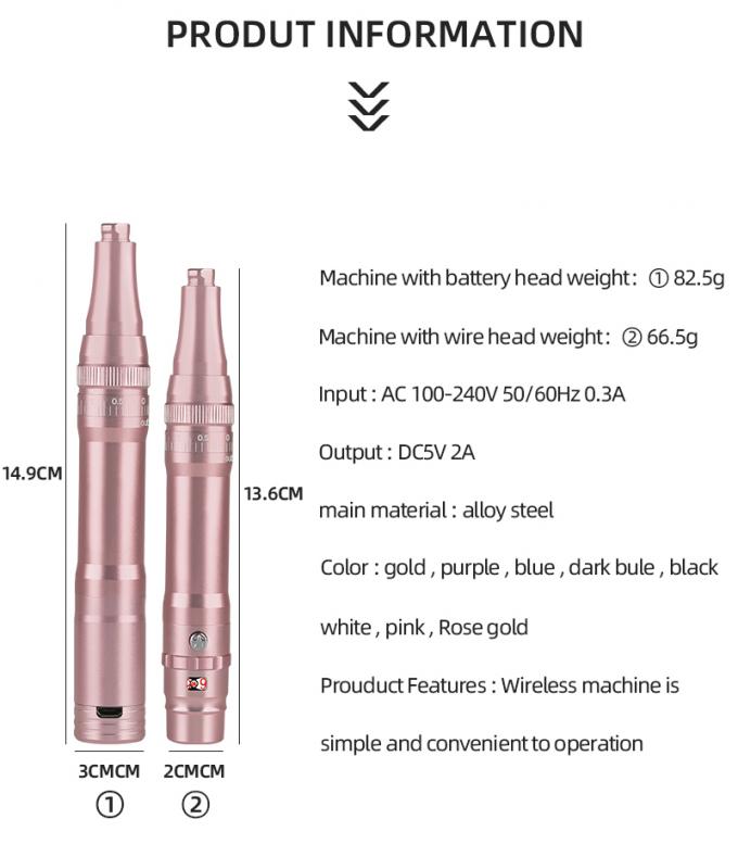 Máy xăm lông mày bằng pin chuyên nghiệp với nhô kim 0-3.5mm và thiết kế không dây 1