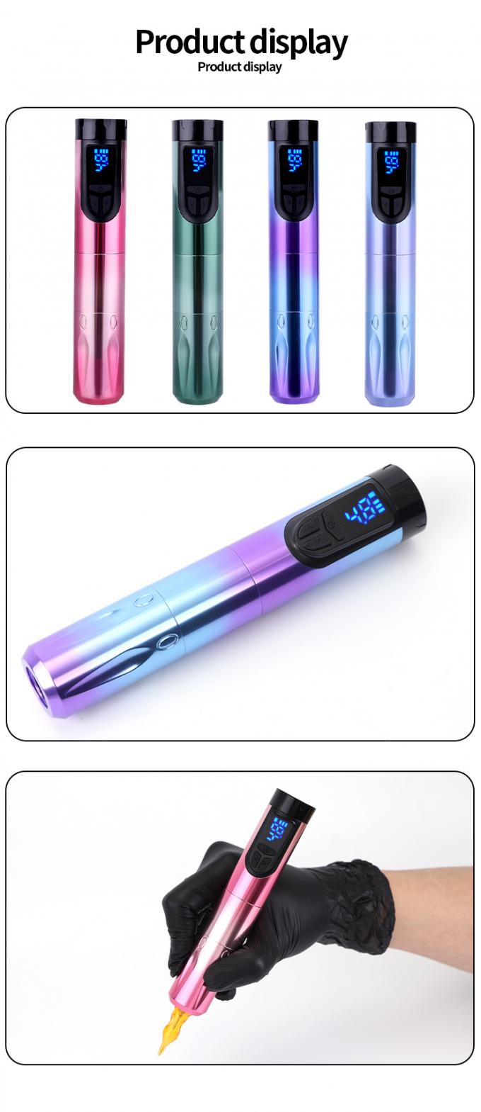 Máy xăm không dây với màn hình LCD và pin thay thế Thiết kế nhôm máy bay 7