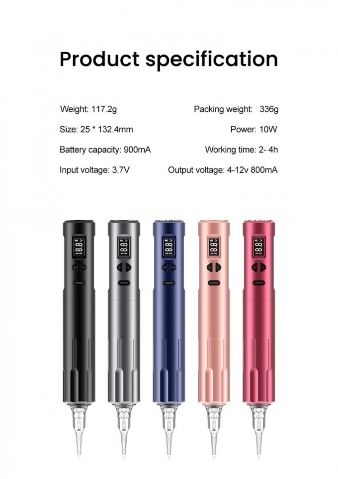 M&aacute;y xăm 10W Wireless Dermografo M&aacute;y xăm kh&ocirc;ng d&acirc;y M&aacute;y trang điểm vĩnh viễn M&aacute;y kết nối RCA M&aacute;y cơ thể Chiều d&agrave;i 24 * 132.4mm 8