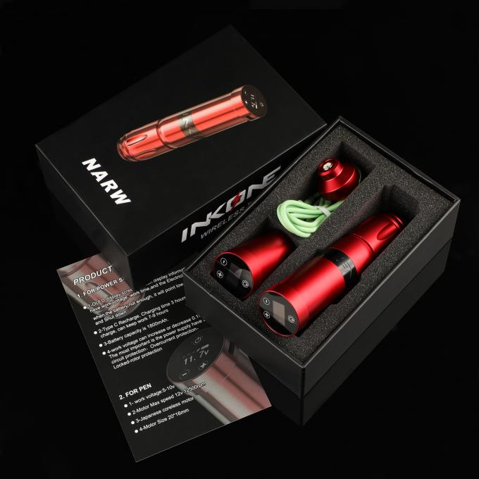 INKONE NARW Thương Hiệu Kỹ Thuật Số M&agrave;n H&igrave;nh Cảm Ứng LCD Hiển Thị Pin 1800MAh B&uacute;t Xăm Vi Sắc Tố M&aacute;y Kh&ocirc;ng D&acirc;y M&aacute;y Xăm 16