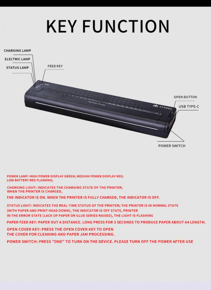 12000mAh Mini Tattoo Stencil Printer M&aacute;y photocopy nhiệt M&aacute;y in chuyển đổi kh&ocirc;ng d&acirc;y M&aacute;y in h&igrave;nh xăm M&aacute;y in h&igrave;nh xăm 10