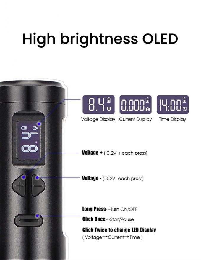 M&aacute;y xăm kh&ocirc;ng d&acirc;y Dermografo M&aacute;y xăm điện kh&ocirc;ng d&acirc;y M&aacute;y trang điểm vĩnh cửu nh&ocirc;m 2 đầu pin RCA Connector Model 4